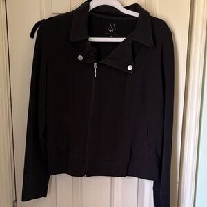 New York & Company Black Zip-Front Bomber Jacket